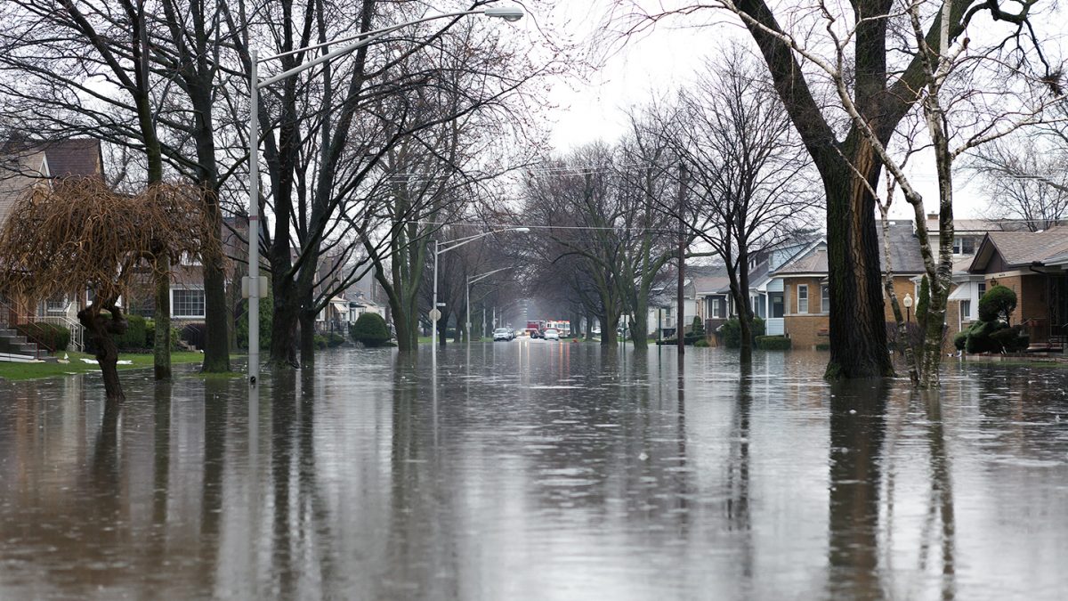 A flooded community.