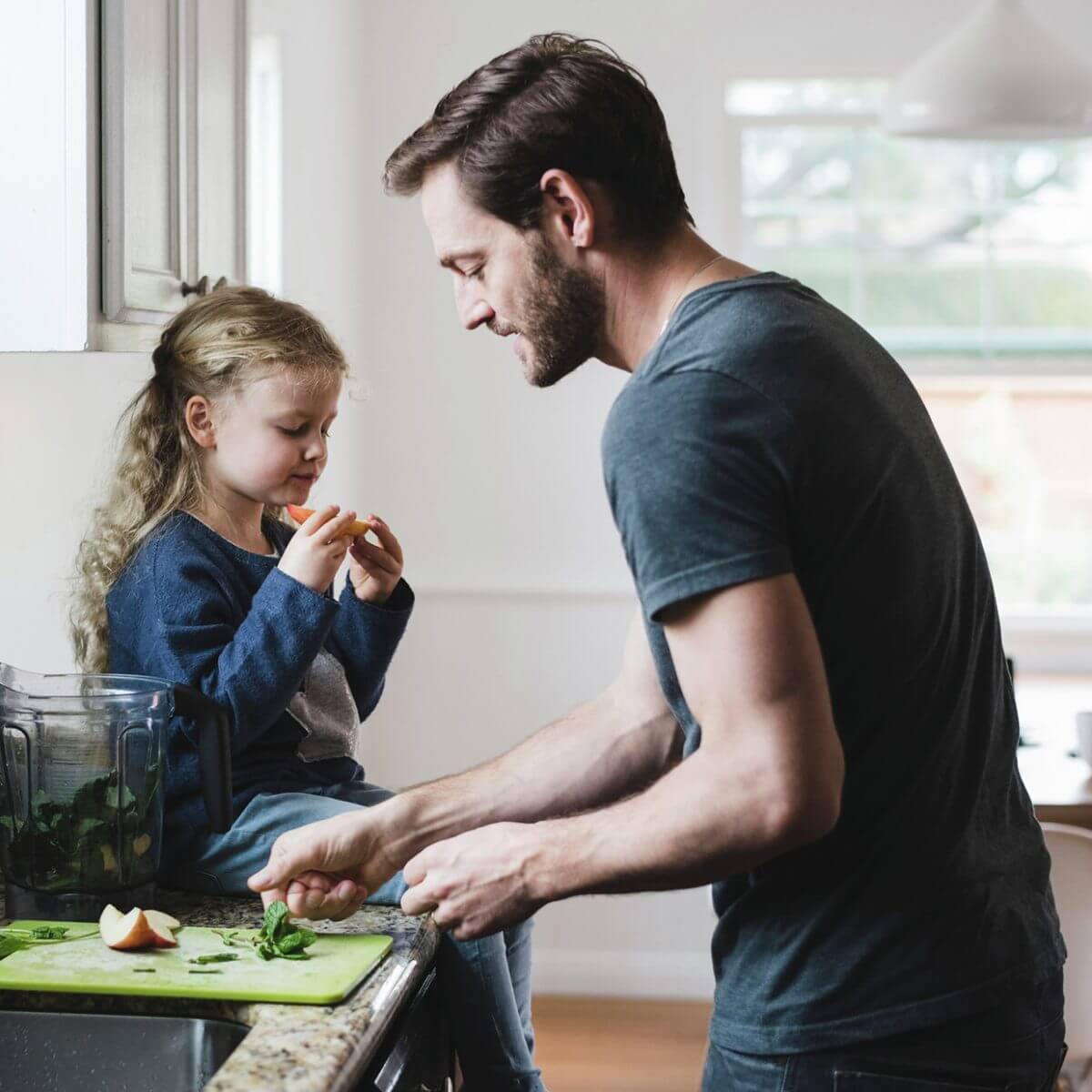 A dad and his daughter at Kitchen in Vancouver, BC